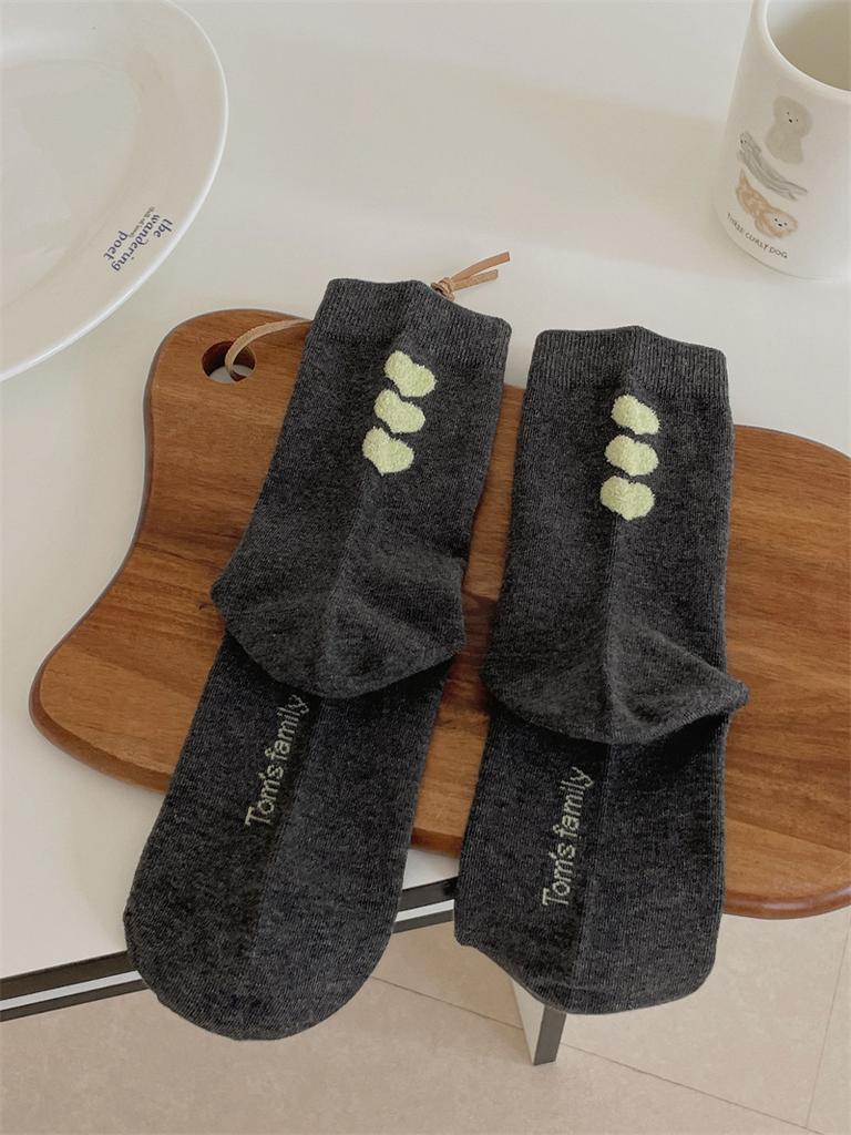 Socks Women'S Medium Tube Socks Flocked Love Women'S Socks Pure Cotton Breathable Socks