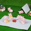 Resin Pink Pig Miniature Figurine Miniatures Animal Cartoon PigCar Decoration  Home Decoration