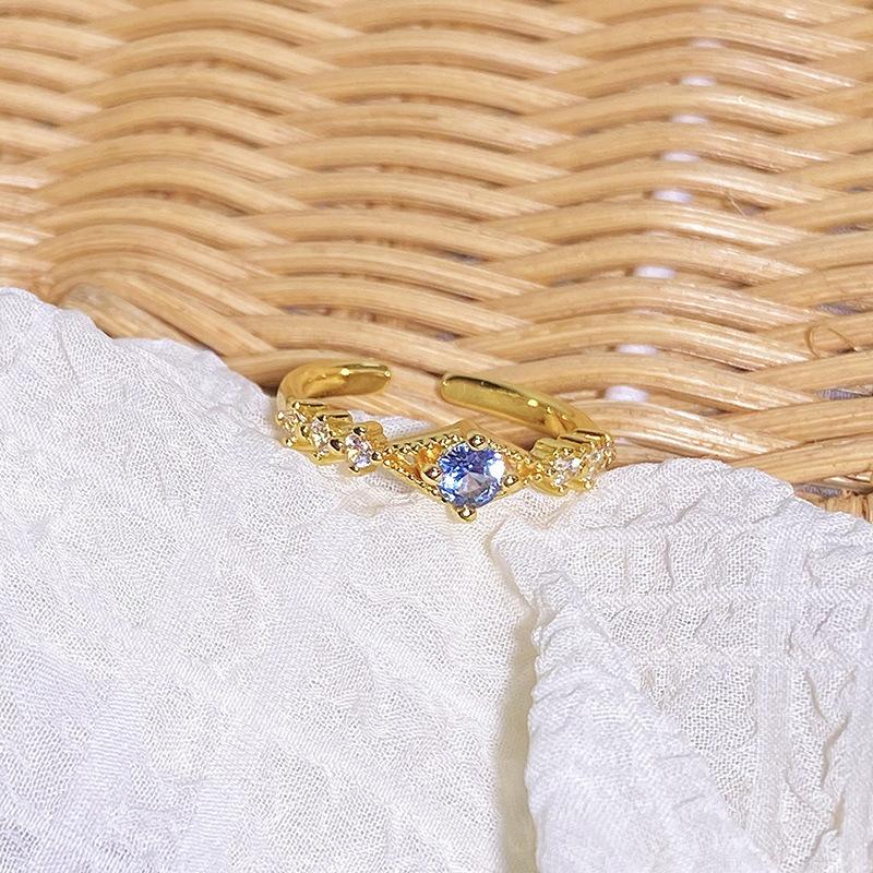 Gold Medieval Simple And Exquisite Light Luxury Zir*****Pen Ring Female Niche Design French High-End Ring