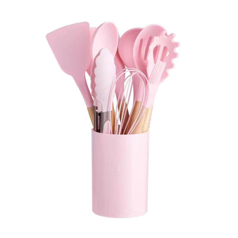 Non-Stick Silicone Spatula and Spoon Set with Wooden Handle - High Temperature Resistant Kitchen Tools