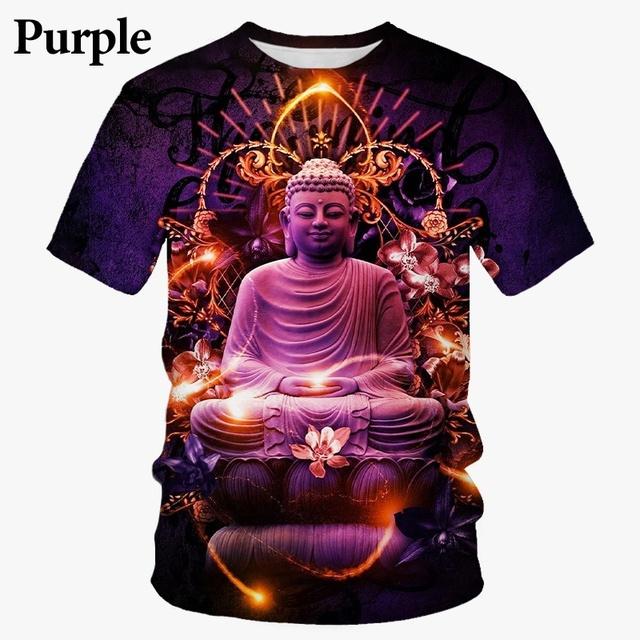 Letní pánské tričko 3D tisk Náboženské tričko s tváří Buddhy Shakya Muni Buddhismus Móda Ležérní Tričko s kulatým výstřihem a krátkým rukávem