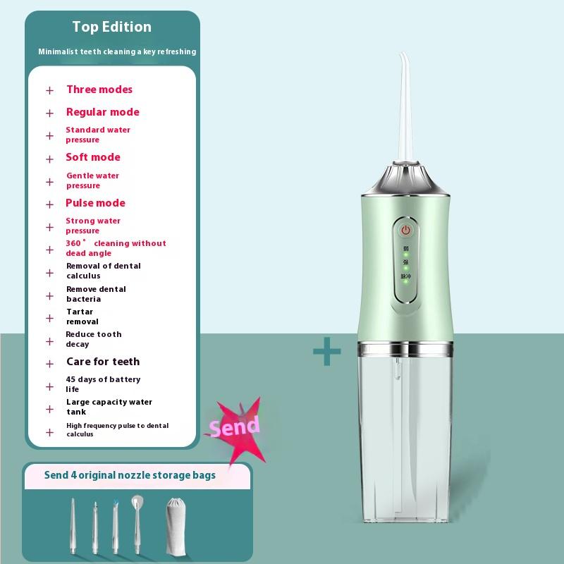 New Oral Irrigator Portable Dental Water Flosser USB Rechargeable Water Jet Floss Tooth Pick 4 Jet Tip 220ml 3 Modes Teeth Clean