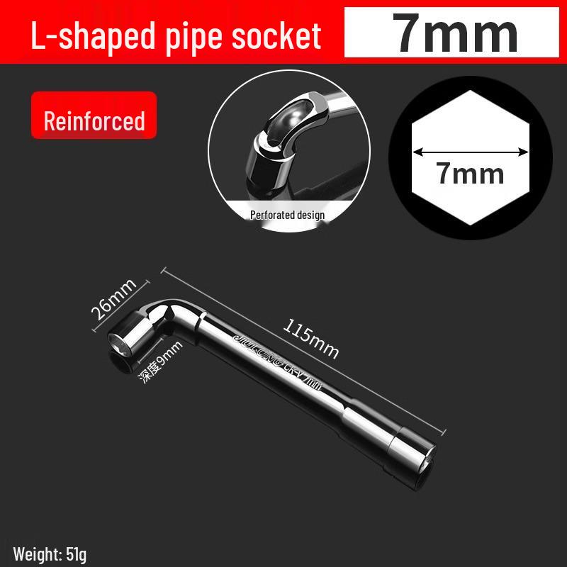 L-Type 7/8mm Stainless Steel Socket Wrench Hexagonal Seven-Shaped Tool