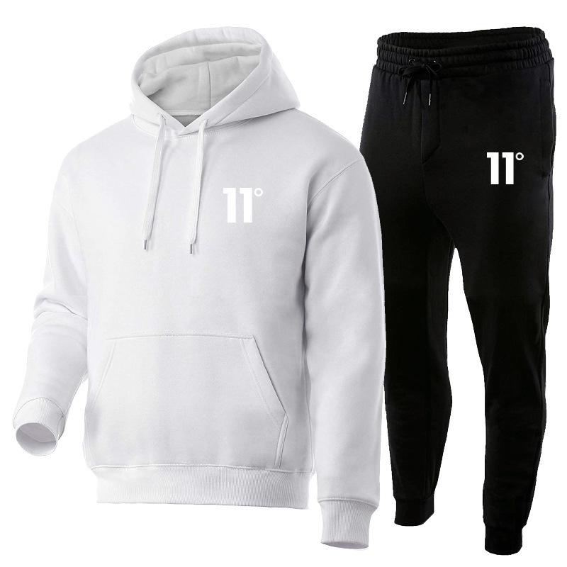 Men's Casual Autumn/Winter Hooded Set - Trendy Plus Velvet Hoodie & Sweatpants Two-Piece Set