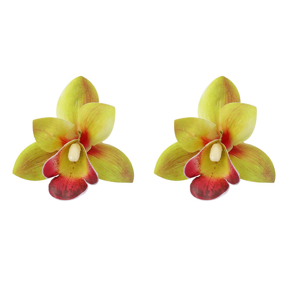 

Fashion Metal Phalaenopsis Orchid Flower Stud Earrings ZAA New Minimalist Charm Earrings Women s Everyday Zircon Accessories зелений