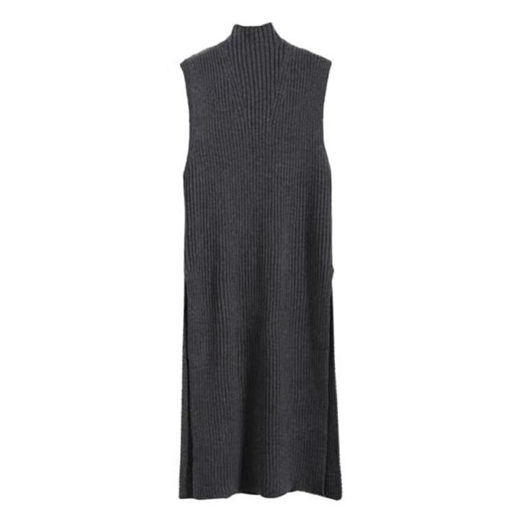 2026 Early Autumn Women's Mid-Length High Neck Knit Pullover Sweater Vest Dress