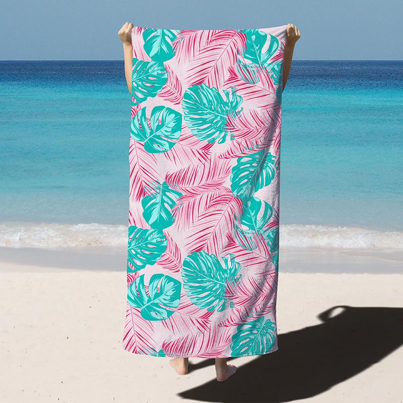 Pink Flamingo Palm Striped Beach Towel Lightweight Microfiber Large Travel Swimming Towel