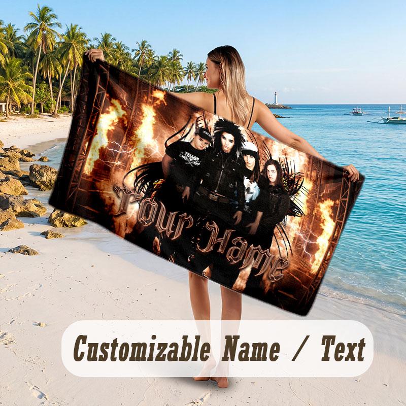 Custom Name Large Beach Towel,Tokio Hotel Quick Absorbent Towel For Outdoor Travel Poolside