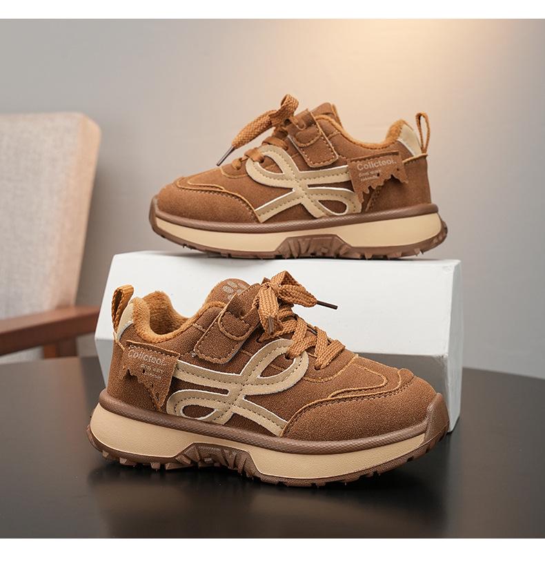 Kids' Autumn/Winter Soft Sole Casual Shoes – Plus Velvet Warm, Lightweight, Versatile, and Comfortable Sports Shoes for Medium & Large Children.