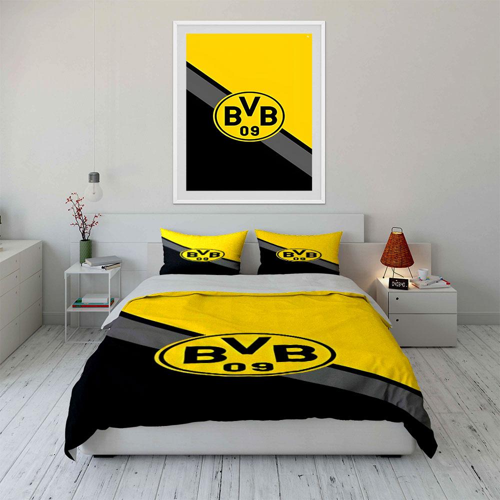 Gelbes BVB 09 Logo. Bettwäsche-Sets Bettbezug-Sets Bettbezüge Kissenbezüge(1* Bettbezug 2* Kissenbezüge ohne Bettdecke)