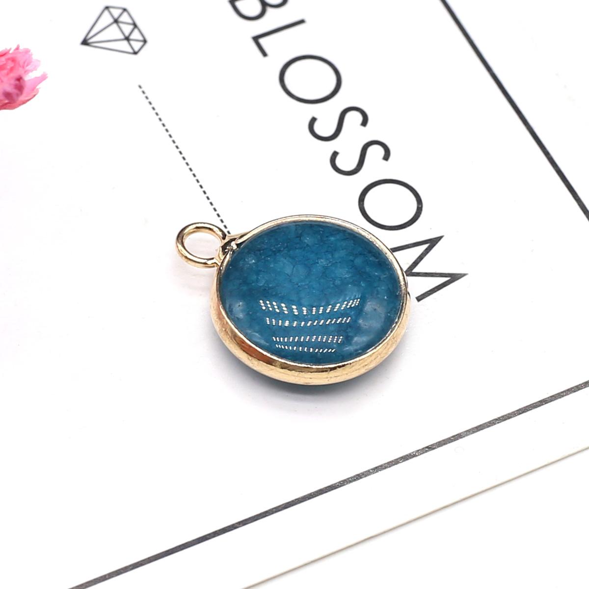 

2 шт. в партии кулон из натурального камня круглый кристалл розовый кварц агат аметист лазурит подвески для изготовления ювелирных изделий DIY аксессуары для ожерелья 15,5 × 19,5 мм 2Pc/Shiraishi Add Blue