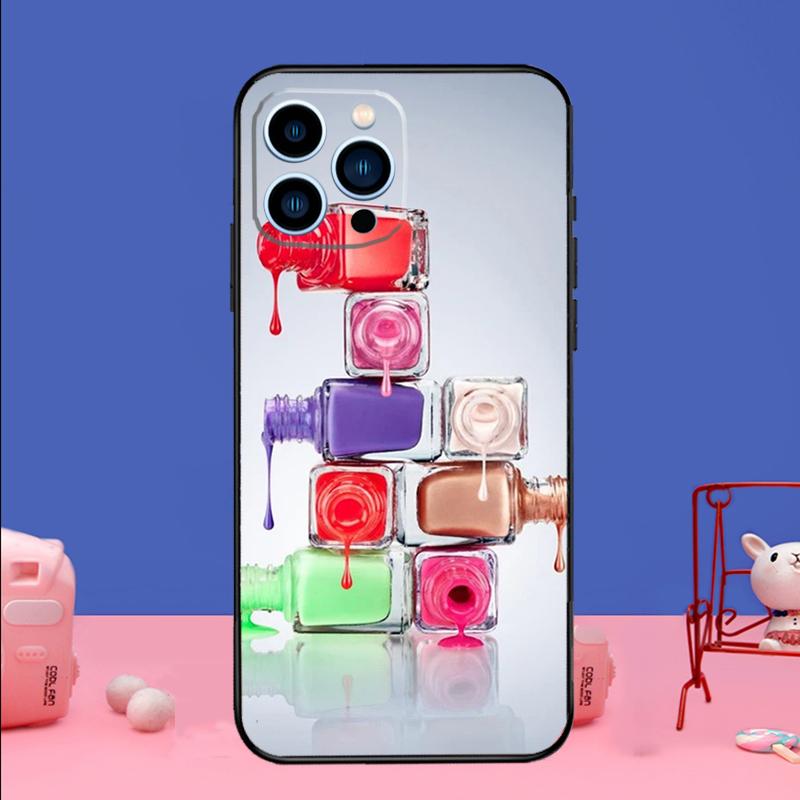 Beautiful Nail Polish Enamel Color Phone Case For iPhone 17 16 14 13 12 11 15 Pro Max mini 15 16 Plus 16e 17 Air Bumper Cover