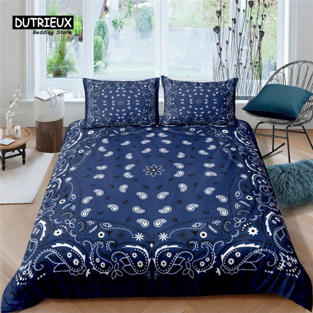 

Home Living Luxury 3D Paisley Bandana Print 2/3Pcs Soft Duvet Cover and PillowCase Kids Bedding Set Queen and King EU/US/AU Size EU single(135x200cm)