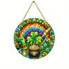2D Flat St Patrick'S Day Acrylic Decoration Sign, Shamrocks, Rainbow & Pot of Golden Design, Home Decor Plaque Hanging Wall Art Decorative Garden Deco