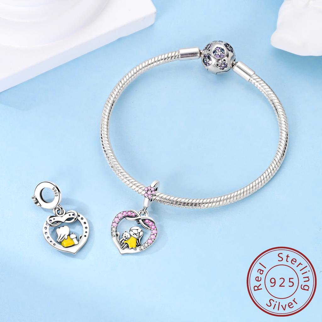 Kupfer Liebe Kätzchen Für Immer Anhänger Charms Passen Original Armbänder DIY Schmuck Für Frauen Mädchen Geschenk Party