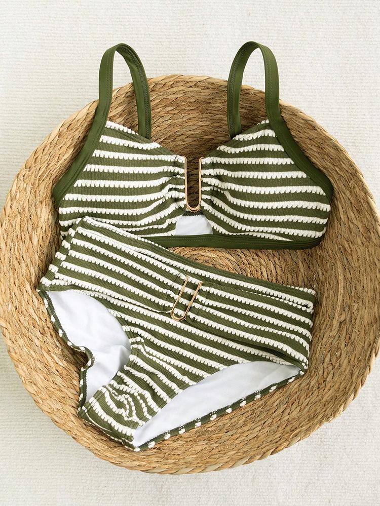Women S Striped Split Bikini Set Sexy Beach Swimwear