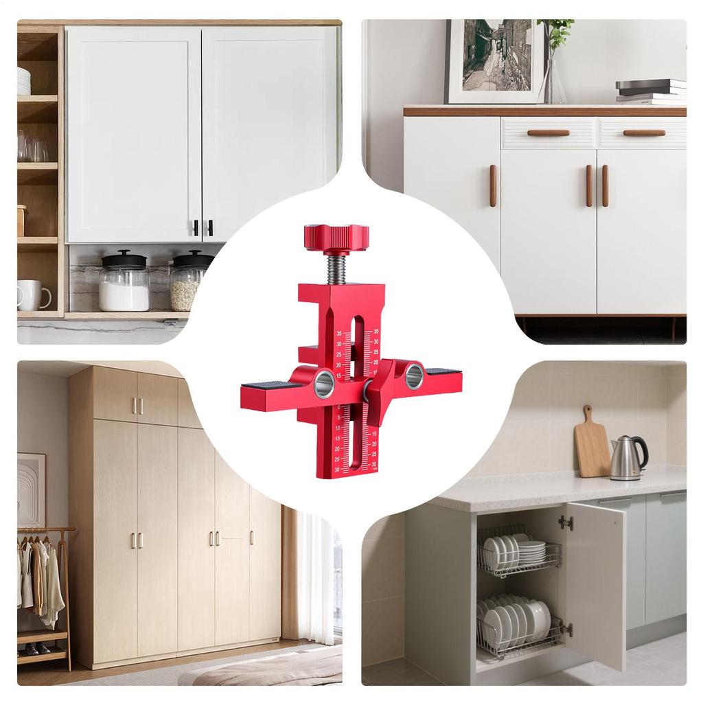 Cabinet Door Installation Tool Double-Hole Alignment with Adjustable Positioner Cabinet Door Positioning Support for Home Office