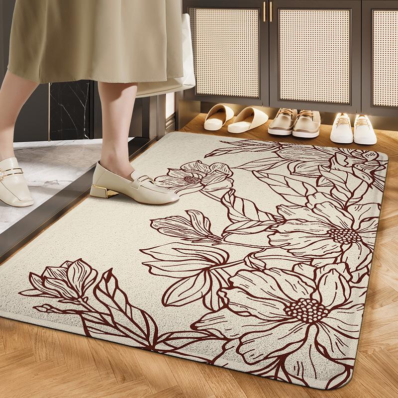 Nordische Blume Haushaltsfußmatten für Eingangstüren, Schmutzabweisende Drahtringe, Schmutzabstreifer für Eingangstüren, Staubentfernung, Rutschfeste Matten