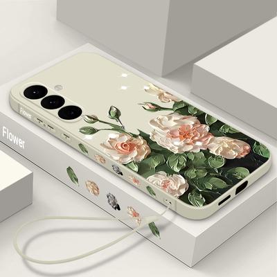 Custodia in TPU con Pitture di Rose per Samsung Galaxy S24 S25 FE S26 S25 S23 S22 Ultra A17 A56 A16 A55 A25 A15 A36 A54 5G Laccetto Copertura Morbida