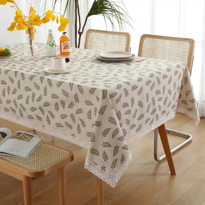 Tablecloth Plaid Lace Pastoral Student Writing Desk Cloth Nordic Simple Rectangle Banquet Party Decorative Table  Dustproof