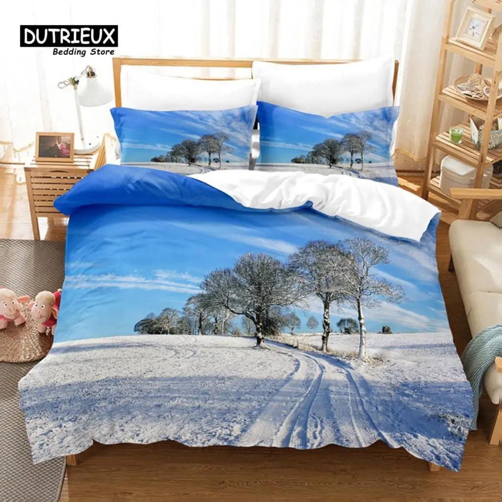 

Комплект постельного белья Snow Scene Hut, комплект из 3 пододеяльников, мягкий, удобный, дышащий пододеяльник, для декора спальни и гостевой комнаты 70x133cm 2pcs