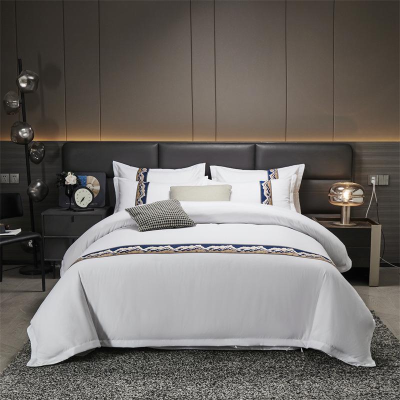 Four-Piece White Bedding Set for Hotels, Guesthouses & B&Bs: Includes Sheets and Three-Piece Duvet Cover Set