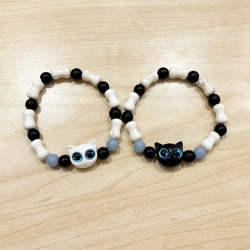 Niedliche Cartoon-Leuchtkatzen-Armbänder für Frauen und Männer, bunt, vielseitig, Perlen, Paar-Armband, Schmuck, Zubehör, Geschenke