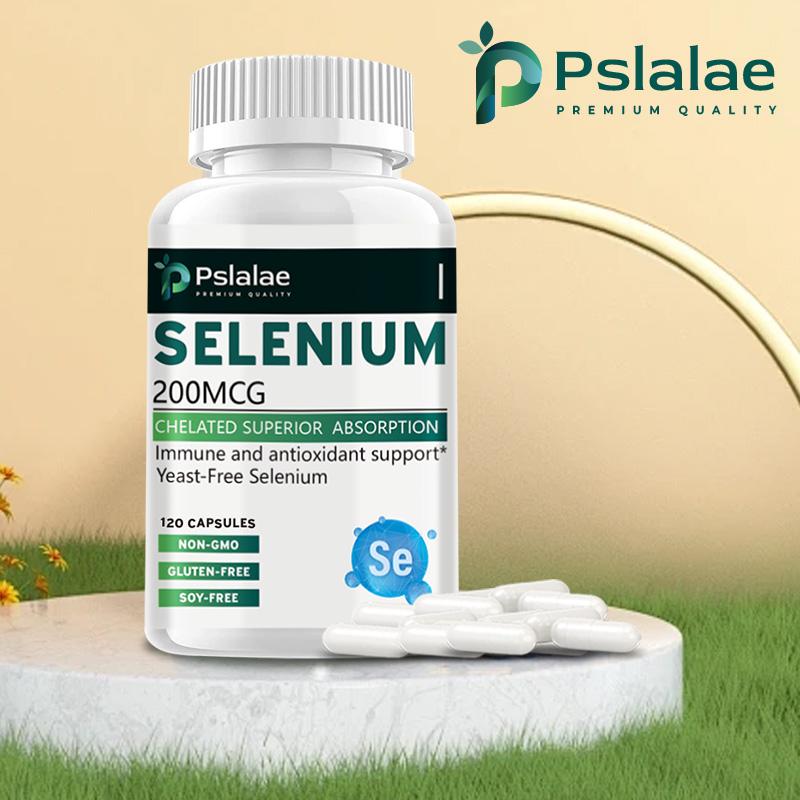 Pslalae Selenium Extract Capsules, 200 micrograms per serving, all-natural, 120 capsules, suitable for adults, high absorption rate.