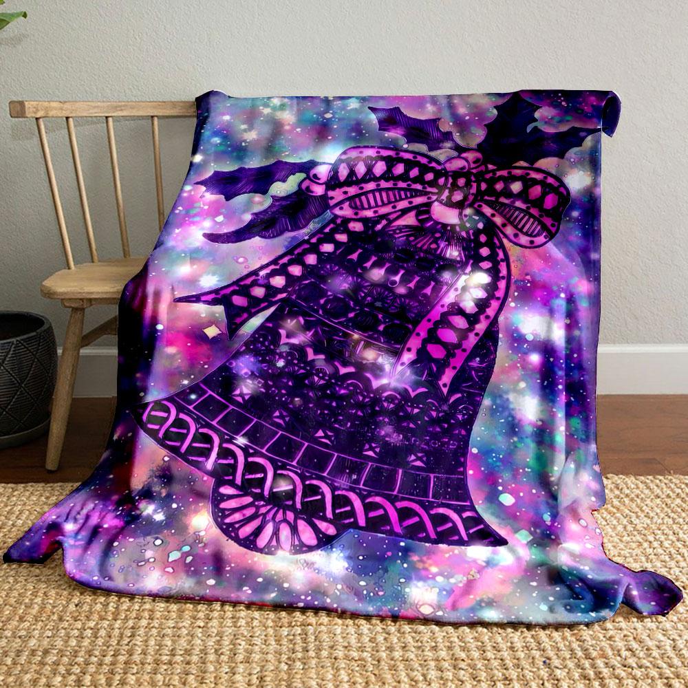 

Purple Christmas Bell Blanket bedroom Blanket for Livingroom Couch lunch break Soft throw for Friend s festival Gift 80cm x 120cm
