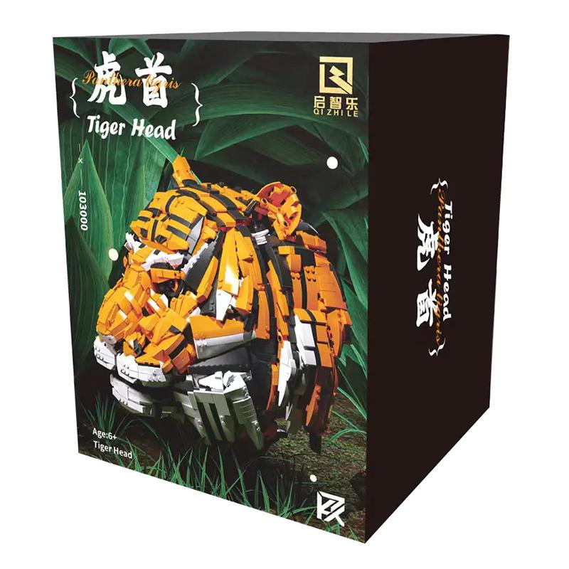 3000PCS The King of Beasts Tiger Head Model Building Blocks DIY Animal Construction Set Bricks Home Decor Gift For Friend