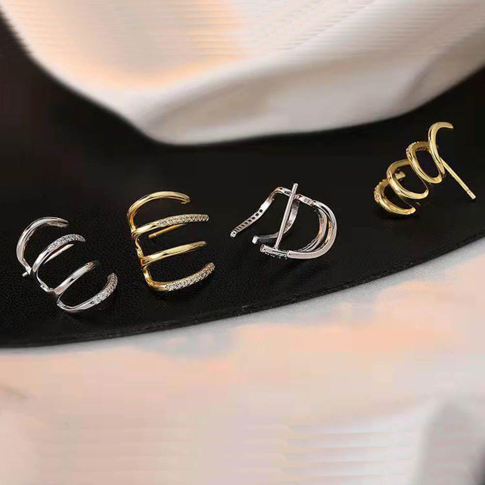 

Ins Style Четырехрядный U-образный S925 Игольчатый Горный хрусталь Серьги Серьги Ювелирные изделия Циркон