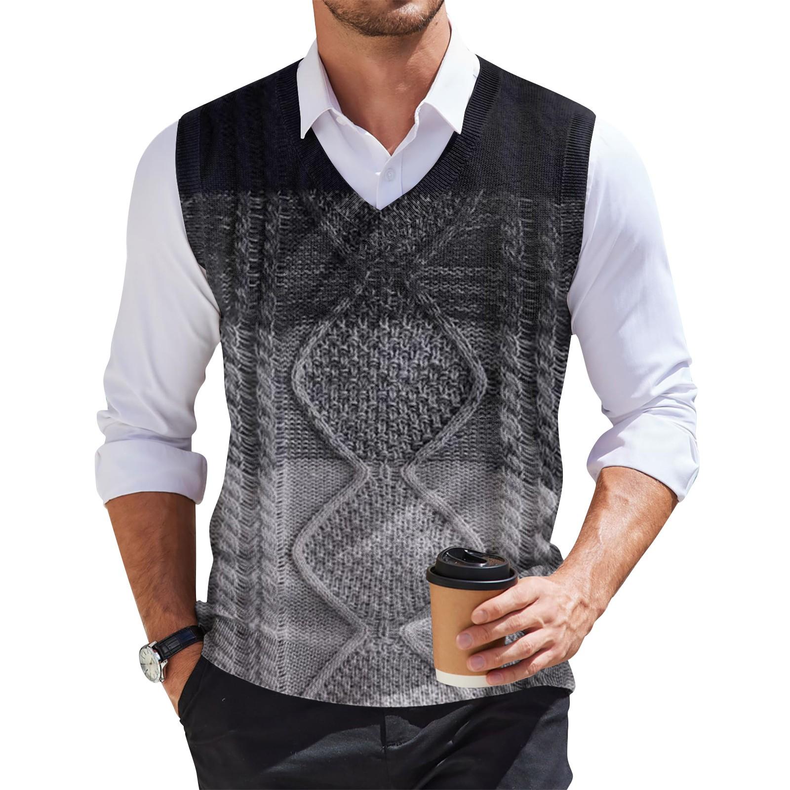 

Мужская мода принтованный жилет с V-образным вырезом без рукавов трикотажный пуловер XXL