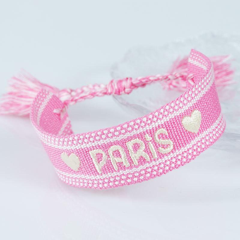 Sports Meeting Paris Couple Webbing Bracelet Embroidery Multicolour Pattern