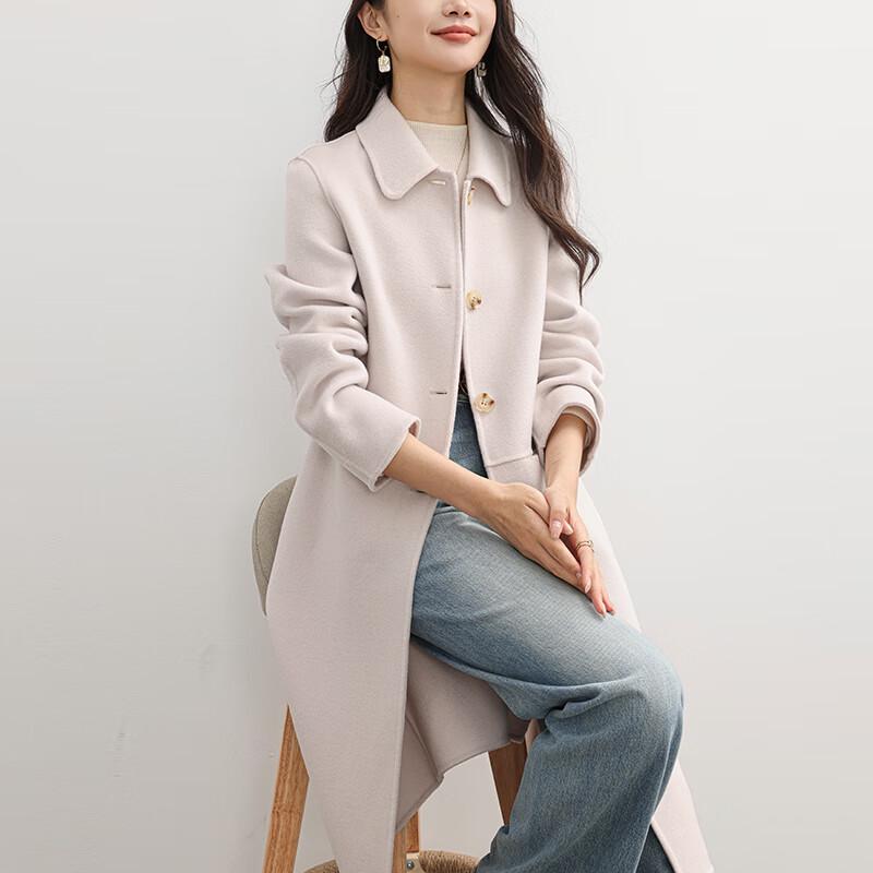 Fanzhen 100% Wool Mid-length Double-sided Wool Coat for Women