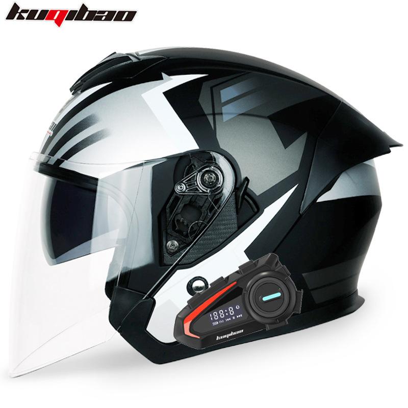 Kuqibao Dual Lens Motorcycle Bluetooth Helmet Motorcycle Helmet Half Helmet Long Range Four Seasons Universal Half Cap