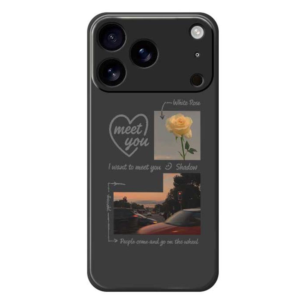 

For iPhone 17 Pro Case Meet You Photo Pattern Printing Straight Edge TPU Phone Back Cover Black