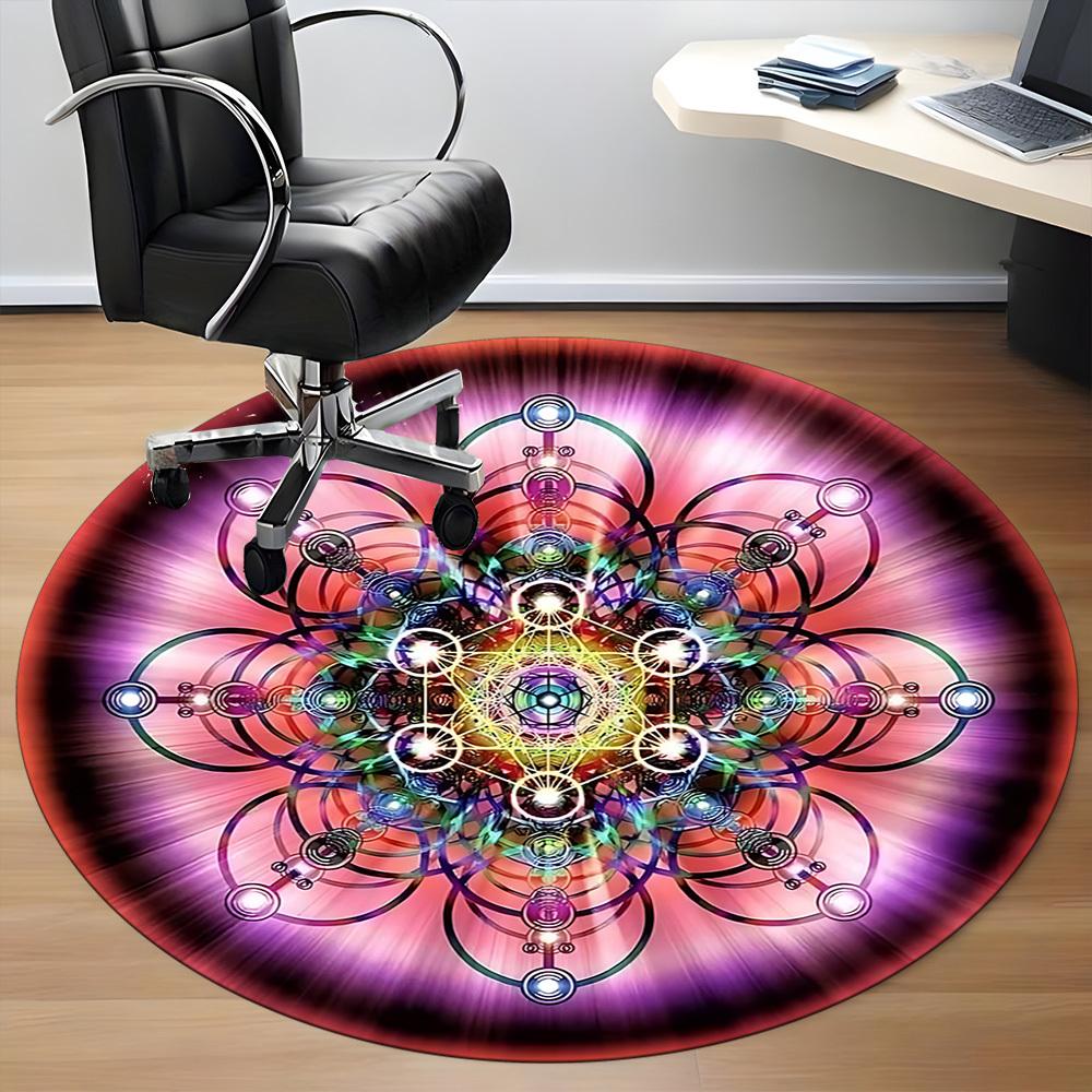 1PC Sacred Geometry Mandala Chair Carpet for Office Non-Slip, Lightweight, Machine Washable Rug for Office, Sleeping, Room - Holiday Decoryy25100910