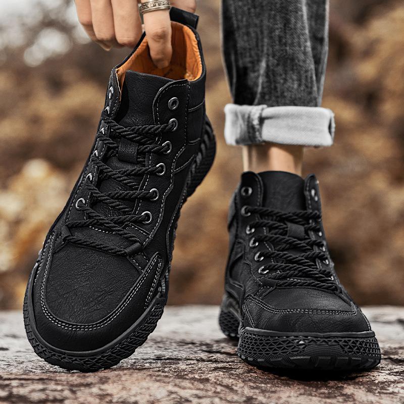 Men's Boots  Autumn and Winter Edition High Top Lace Up Men's Shoes Men's Casual Short Boots