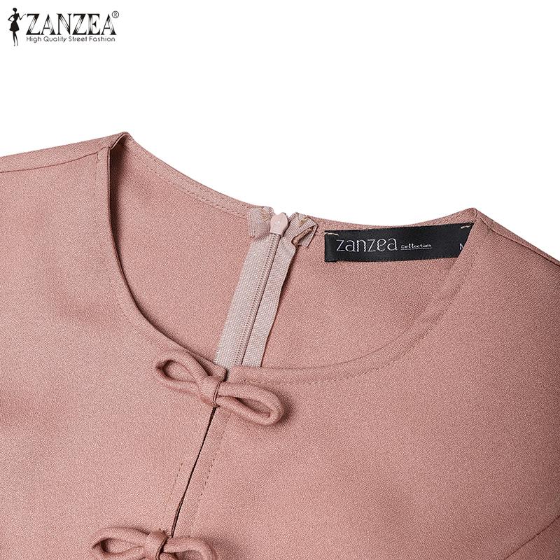 ZANZEA Dámská ležérní halenka s kulatým výstřihem a 3/4 rukávy