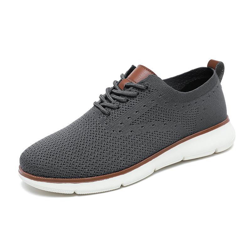 Fashion Retro Style Men's Casual Shoes Lightweight Knitted Walking Shoes Breathable Mesh Outdoor Traveling Flat Shoes