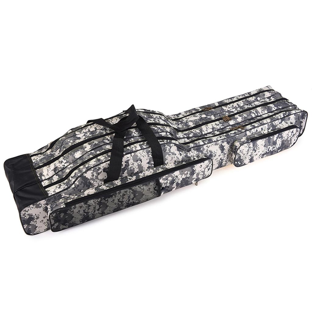 Doorslay 3 Layers Fishing Bag Portable Folding Fishing Rod Reel Bag Fishing Tackle Carry Bag Case Travel Storage Bag