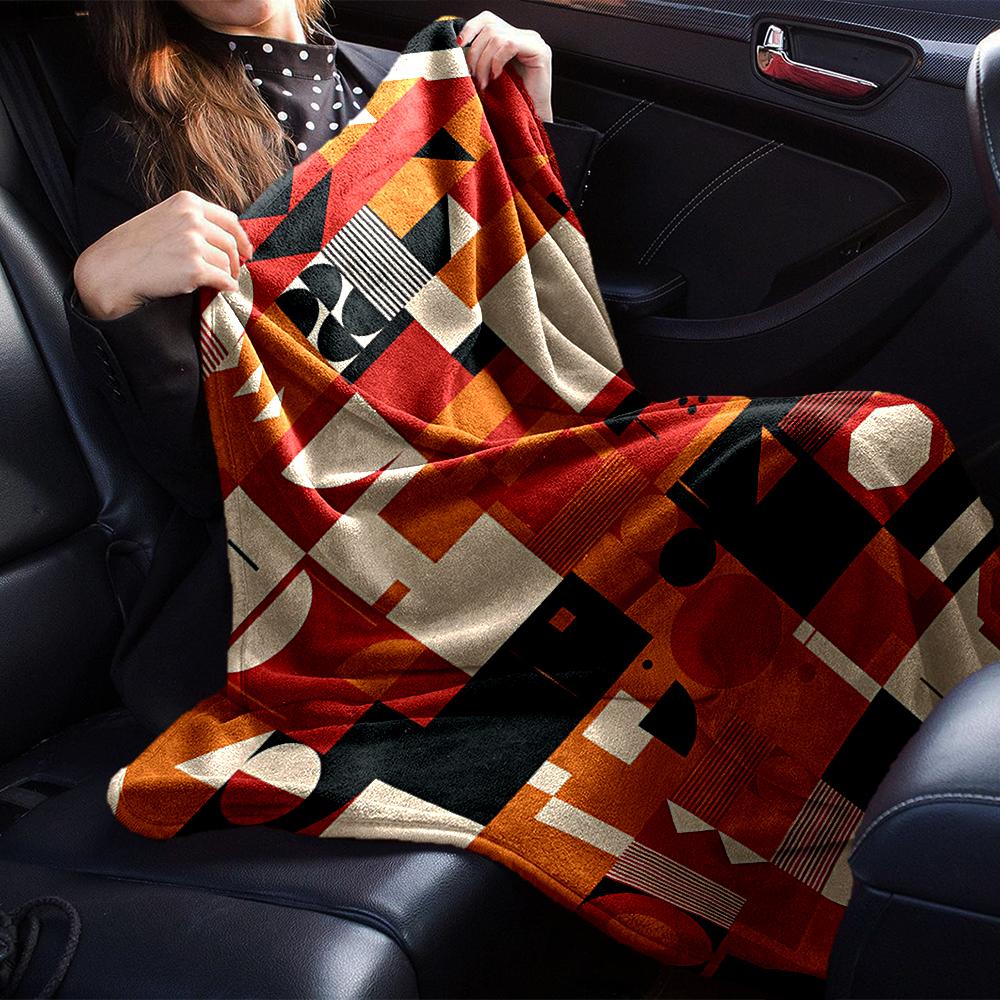 Abstract Geometric Composition Blanket Soft Throw Blanket For Home Bedroom Bed Sofa Travel Office Solid Christmas Blanket