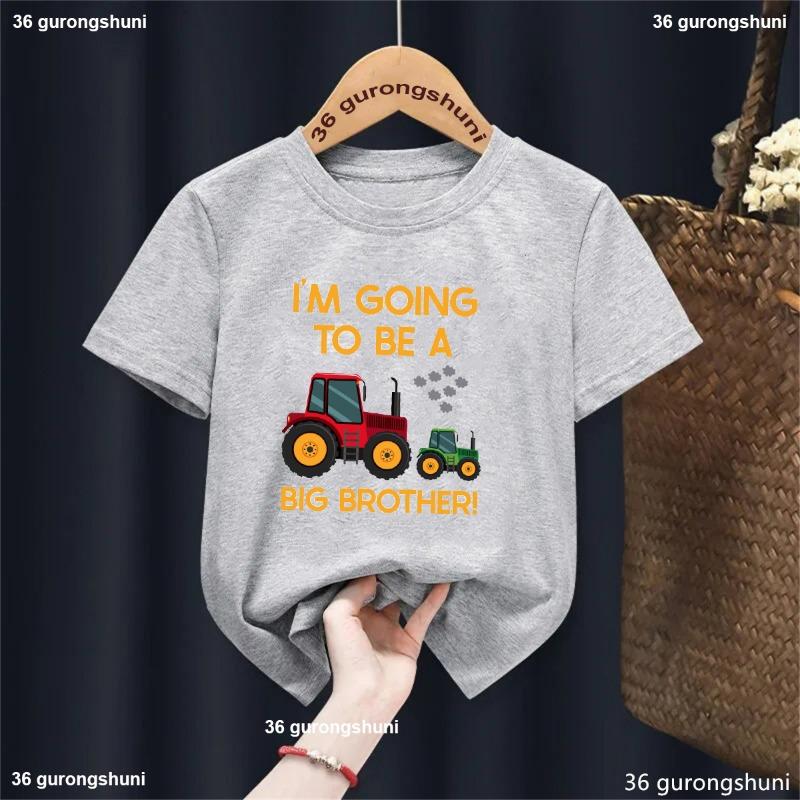I'M Going To Be A Big Brother Two Tractors T Shirt, Baby Announcement Idea For Son, Boys Tractor Tshirt, Brothers Matching Shirt