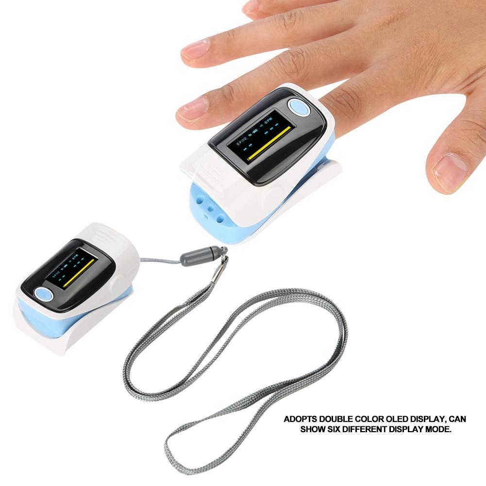 Portable Fingertip Pulse Oximeter SPO2 Blood Oxygen Saturation Monitor with LED Display Lanyard