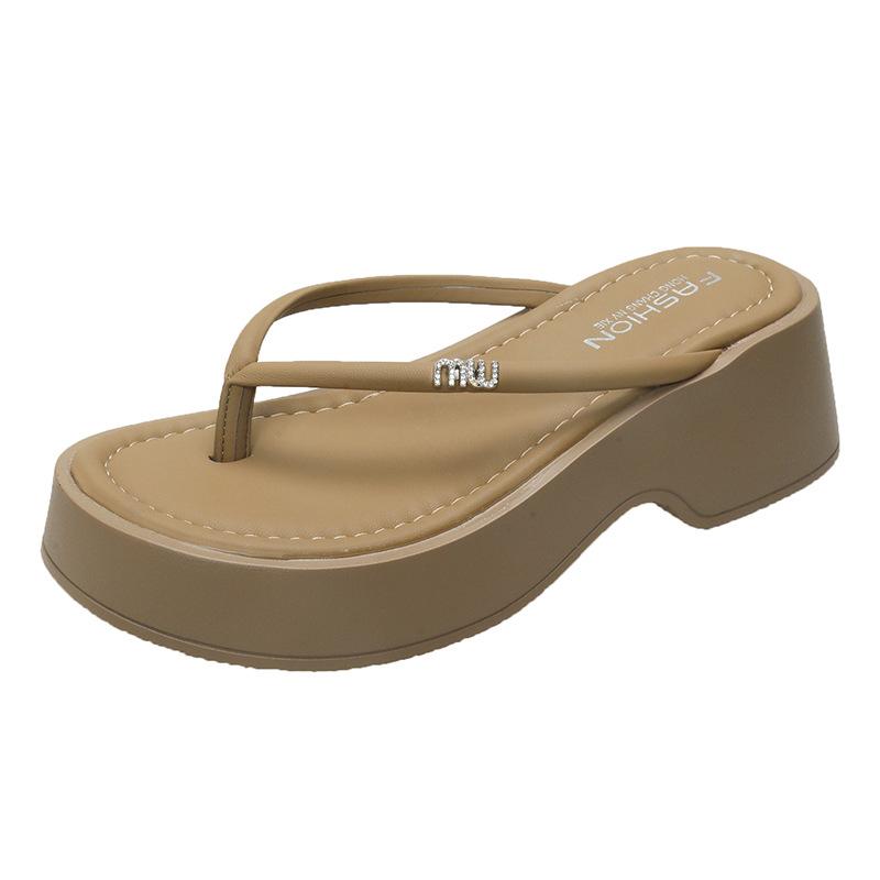 Casual cool slippers women's fashion 2025 spring and summer new Internet celebrity super fire thick bottom wedge cake high heel sandals