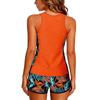 Damen Sport Badeanzug Zweiteiliges Set, Tankini Top, Shorts, Bedruckt