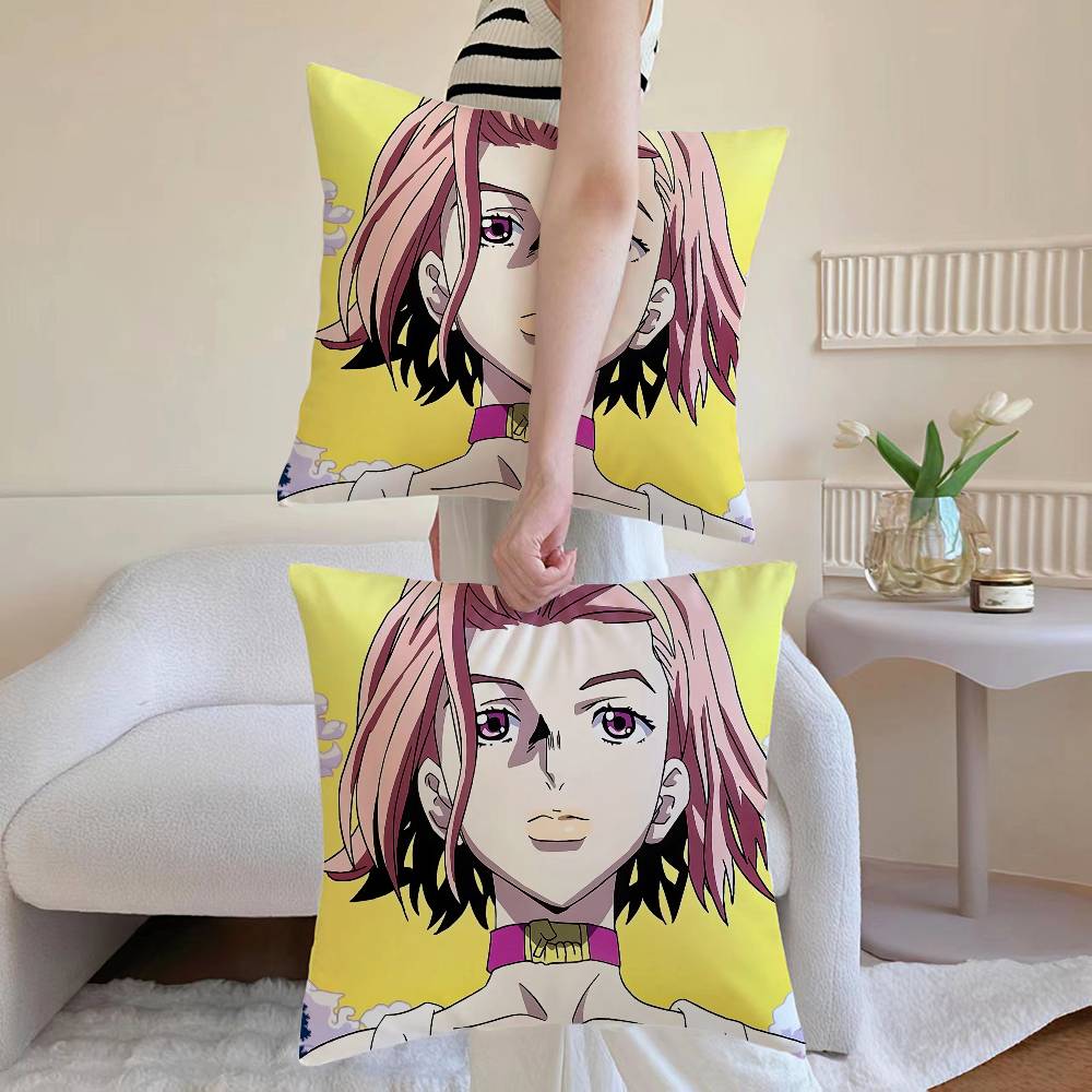 JoJos B-Bizarre Adventure Pillow Case Anti-dustmite Pillowcase Invisible zipper silky Sofa cushion cover