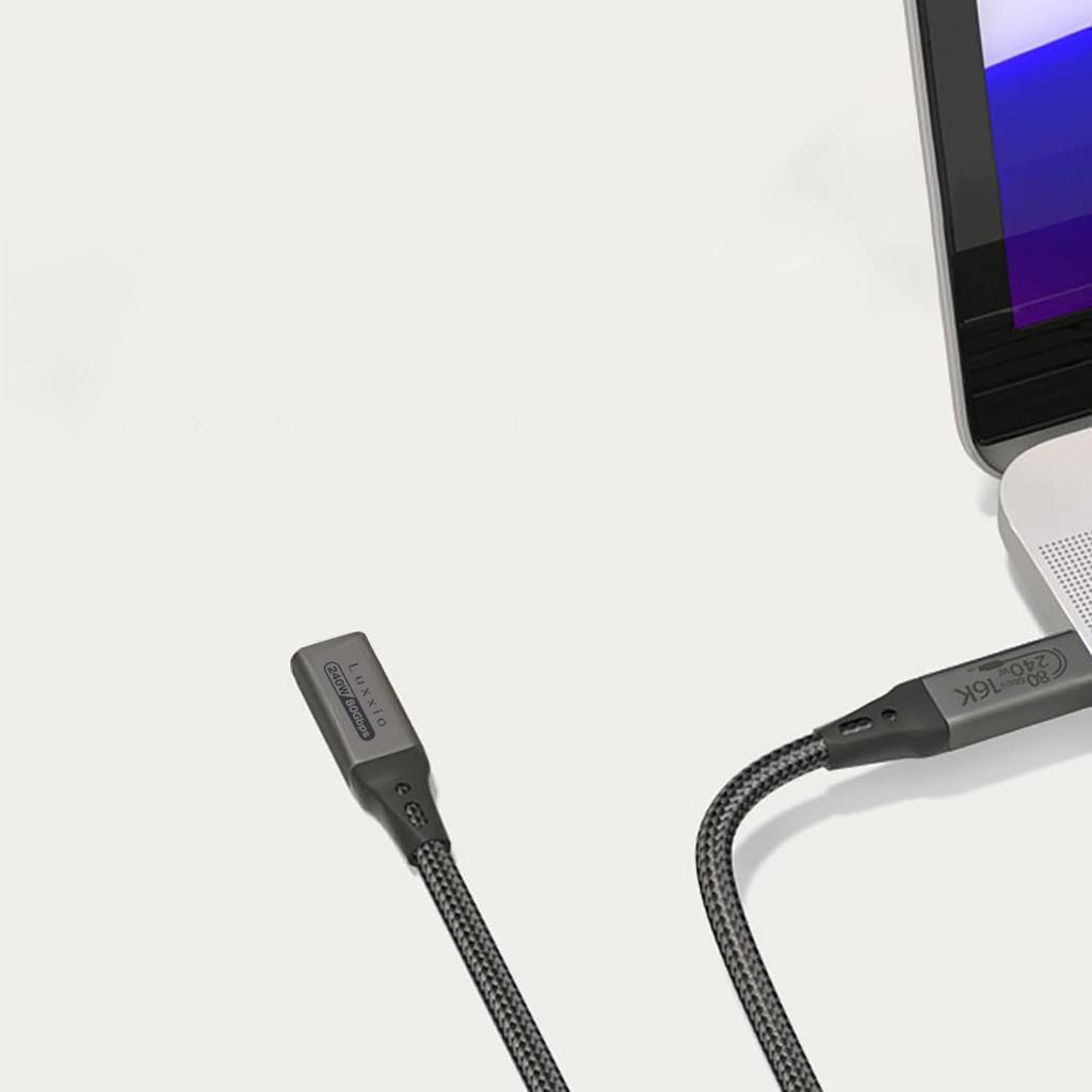 Luxxio zu 80 Gbit/s Bidirektional 120 Gbit/s Unidirektional USB Thunderbolt Nylon USB-C USB-C Stecker-Buchse Kabel, 240W, Übertragung, 16K60Hz, E-Marker Chip,