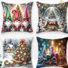 1pcs Christmas Candle Glass Ball Print Pillow Cover Festive Gnome Design Cushion Cover Fashion Home Party Decoration Pillowcase