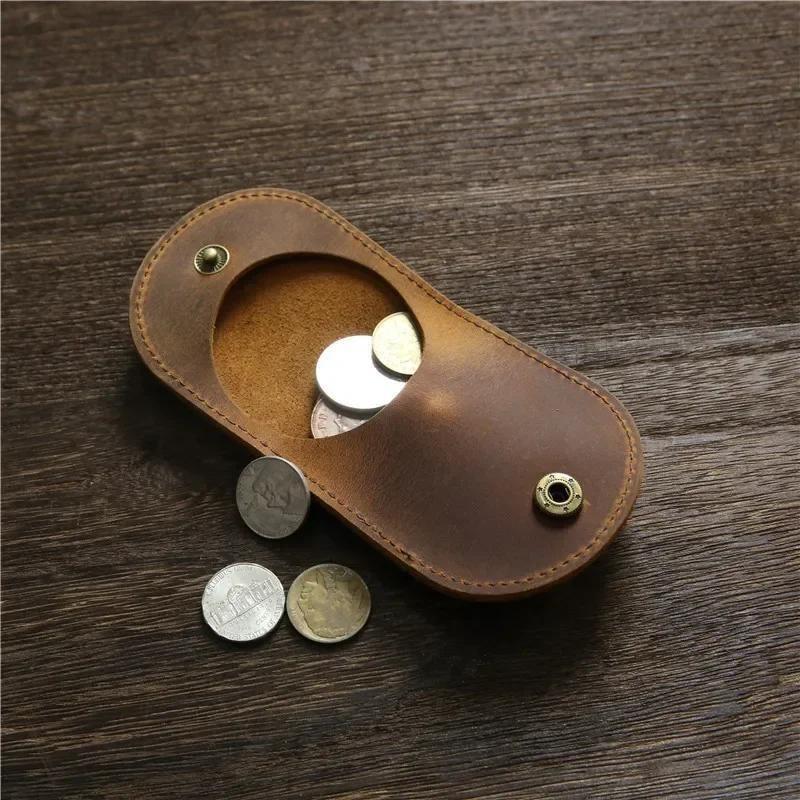1 Pc Women's Small Genuine Leather Coin Wallet Children Mini Purses Hasp Money Clip Clutch Hobo Bags Gift Pouch New Manual Craft